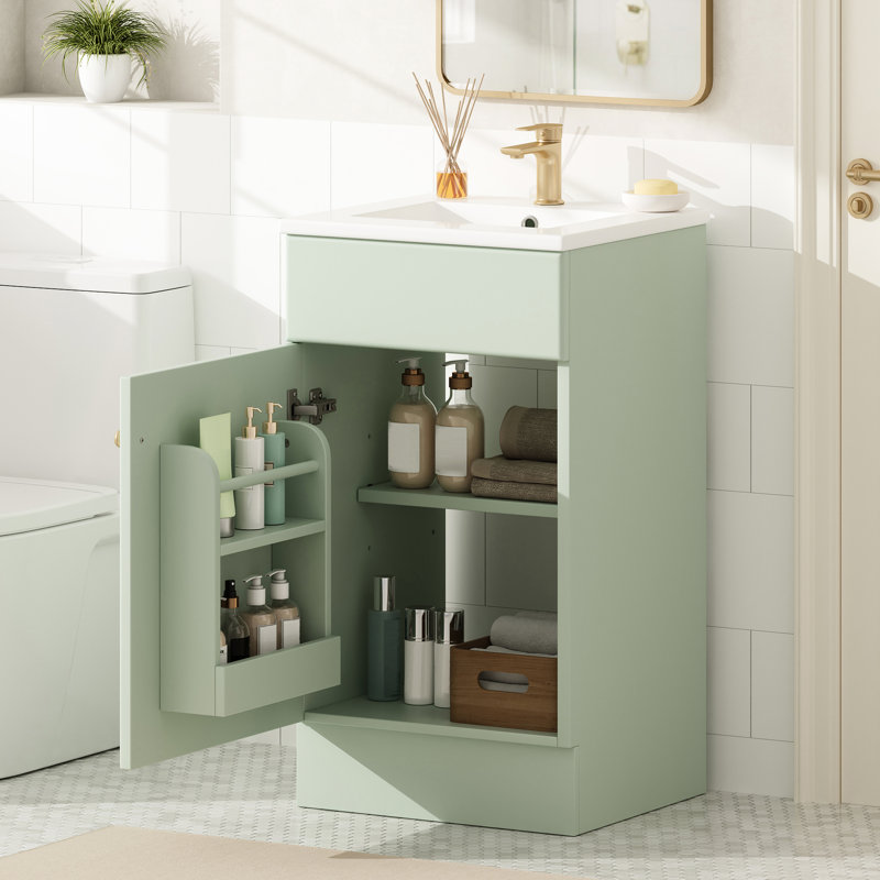 Meuble-lavabo de 18 po avec lavabo en céramique lisse, armoire peinte et tablette réglable pour une solution de rangement optimale