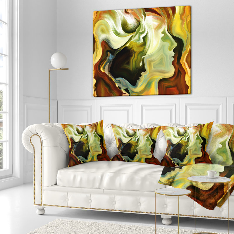Coussin intérieur métaphorique à imprimé abstrait, 18 po x 18 po, Coussin décoratif