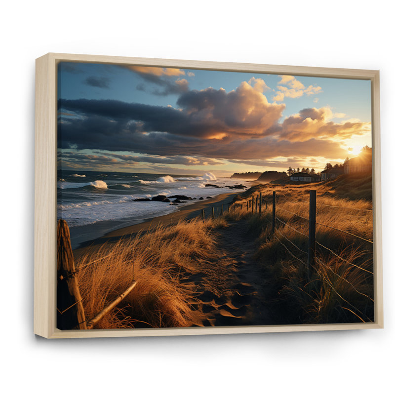 Superbe paysage côtier IV sur toile, Cadre naturel flottant, H 34 po x l 44 po x P 1,5 po