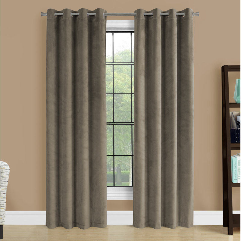 Curtain Panel, 2pcs Set, Grommet, Living Room, Bedroom, Kitchen, 84" x 52", Taupe