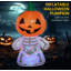Fantôme de squelette souriant gonflable d'Halloween de 6 pi - Tête de citrouille, DEL intégrée, imperméable, installation facile pour le jardin / la fête