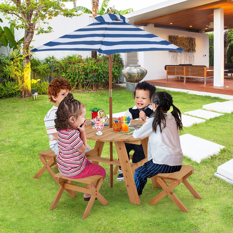 4 - Person Wood Patio Dining Set with