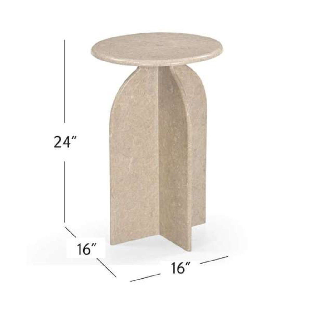 Aquitaine 16" Genuine Marble End Table, Natural