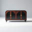 Buffet rétro arqué avec poignées décoratives en demi-lune, armoire autoportante avec tablettes intérieures réglables et pied de support stable, unité de rangement polyvalente à 4 portes