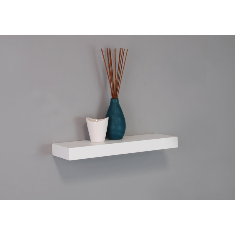 Mourya Solid Wood Floating Shelf, 1.5"H x 16"W x 5"D, White
