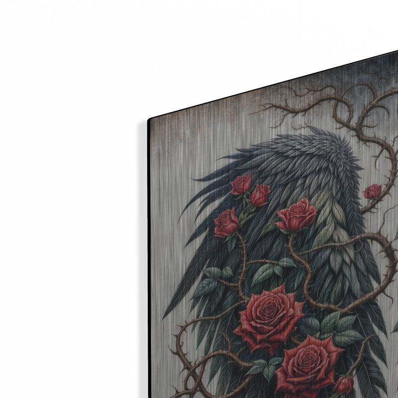  «Wings and Roses White» par Rey Klimt, art mural en métal, 24 po x 24 po, H 24 po x l 24 po