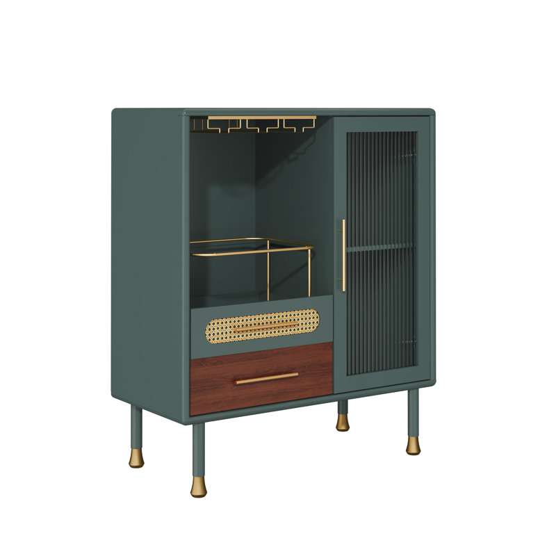 Armoire à café moderne avec porte-verres et tiroir de rangement, Vert