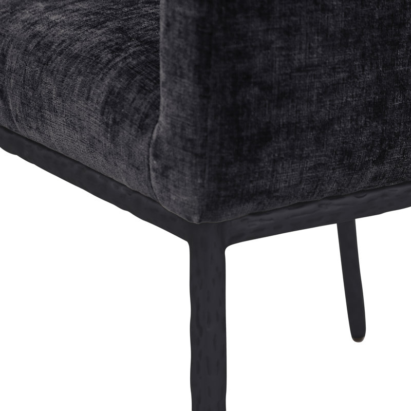 Chaise en chenille Reeves, Noir mat, Tissu chenille noir