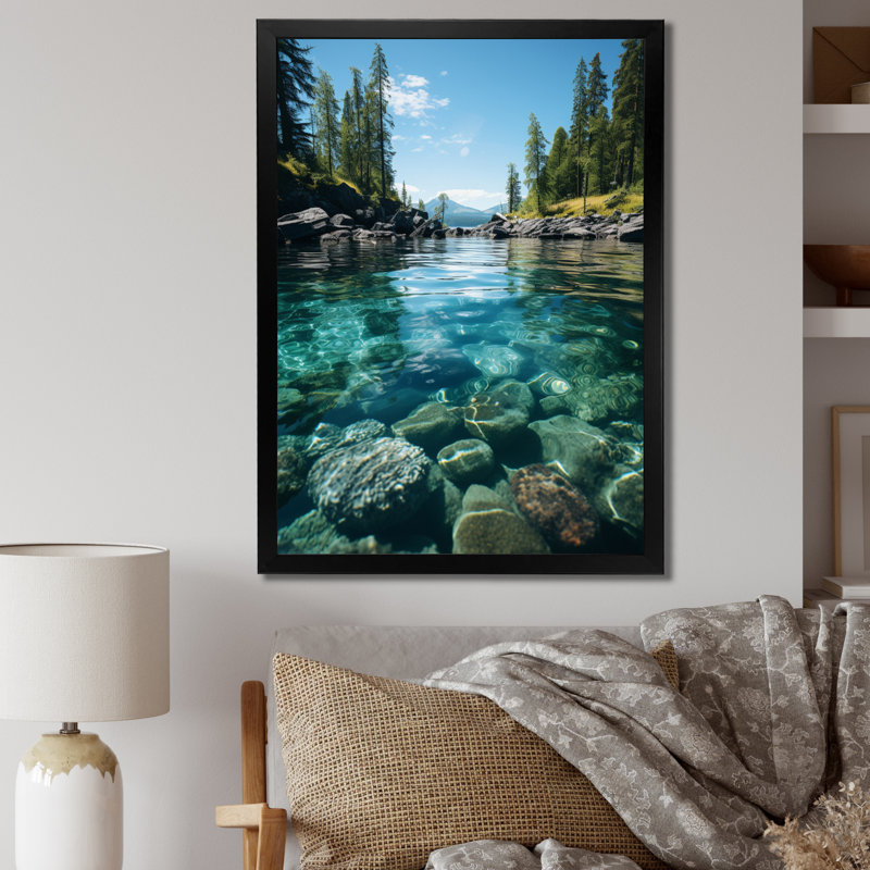 «Basnett Alaska Pristine Waters», reproduction d'art sur toile, H 44 po x l 34 po x P 1,5 po, Cadre simple noir