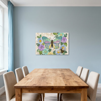 Animaux, papillon et fleurs avec motif d'abeille
