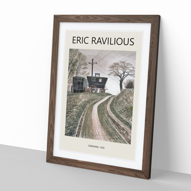 Cart on Hill by Eric Ravilious - Picture Frame Art Prints, 65cm H x 48cm W x 2cm D, Walnut