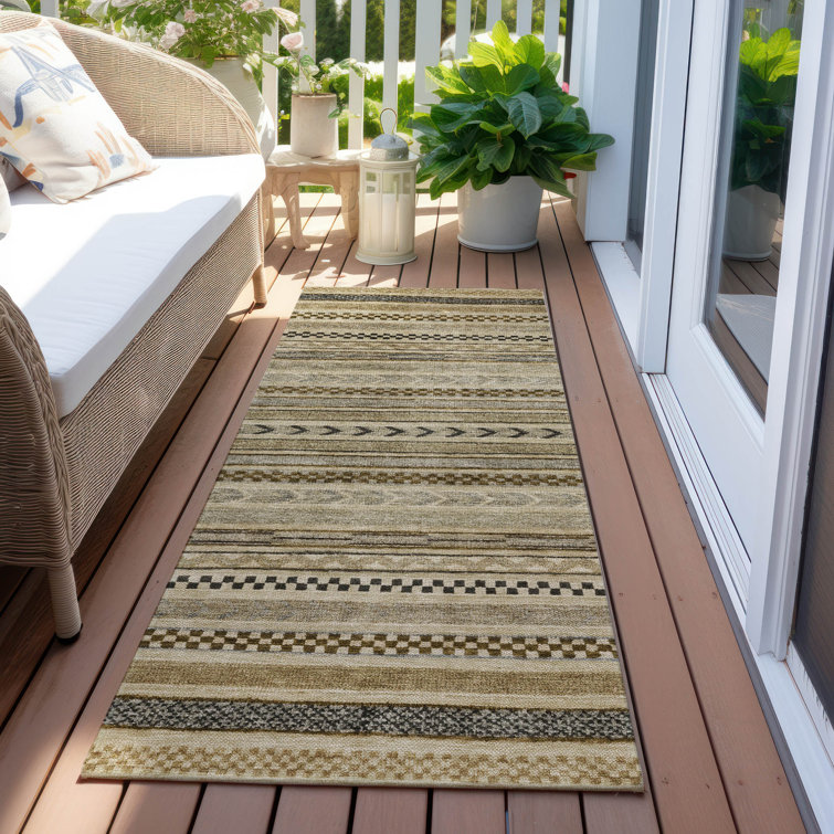 Machine Washable Indoor/Outdoor Claudian ACN1625 Chocolate Rug