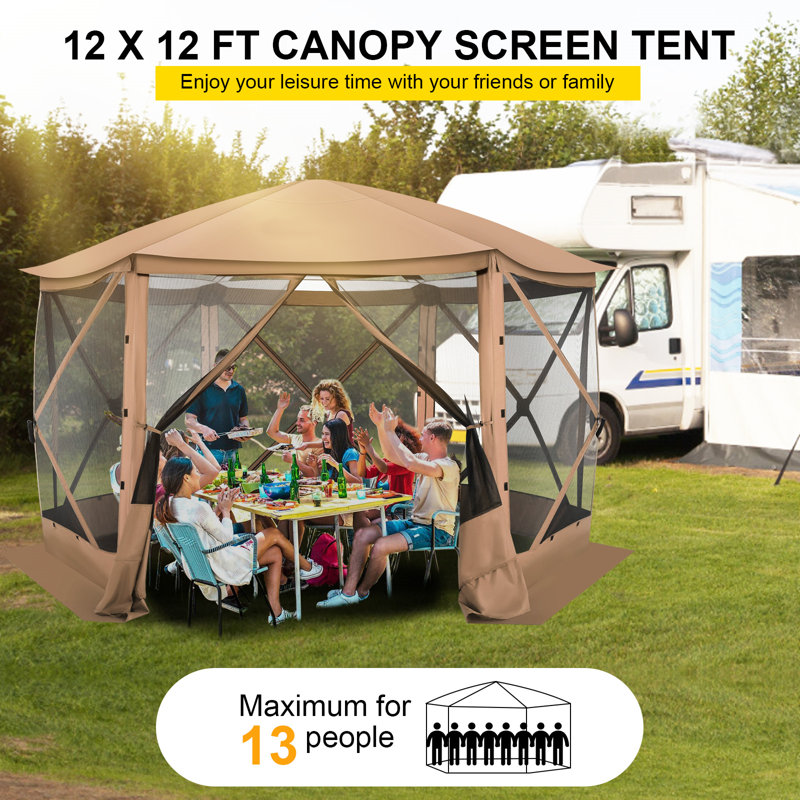 12'x12'FT Screen Room with Mosquito Netting, Khaki