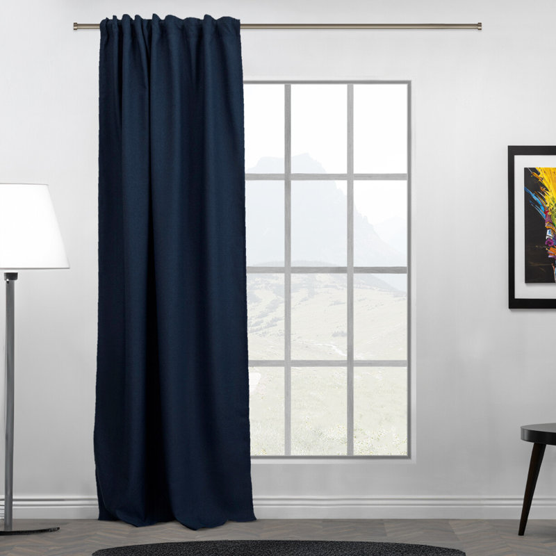 Room Darkening Single Curtain Panel, 130cm Width x 295cm Drop, Navy Blue