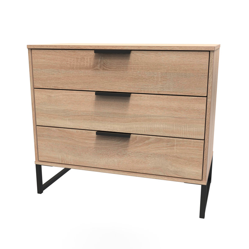 Turah 77cm W 3 - Drawer Chest of Drawers, Bardolino Oak