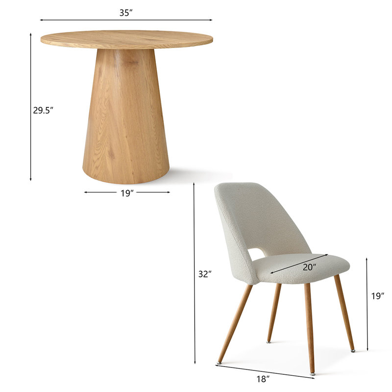 Caetano 2-Person Round Pedestal Dining Set, Beige