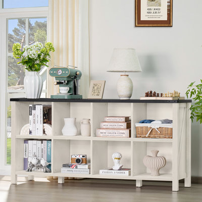 Farmhouse Wood Long Storage Organizer Bookcase