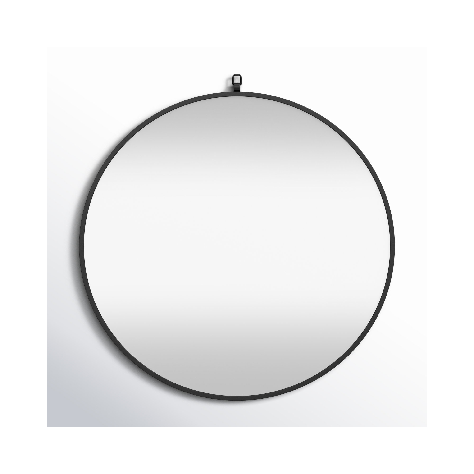 Cassie Metal/Manufactured Wood Round Wall Mirror, 36" x 36" , Black