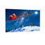 Noël, père Noël, traîneau volant, renne, lune, nuit, neige, télescope-425475831