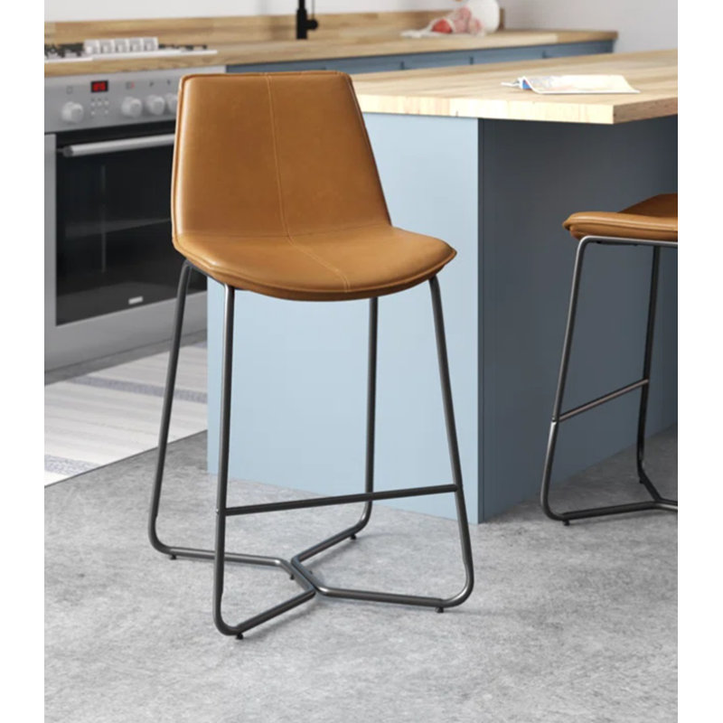 Tabouret en cuir brun clair