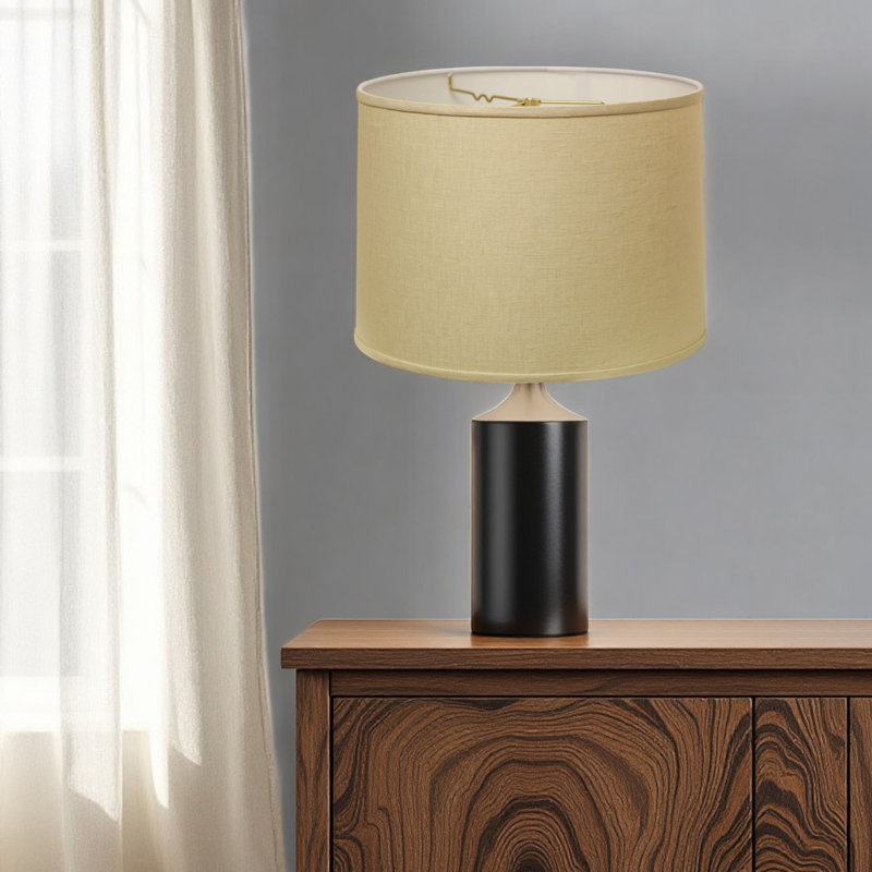 Beige Linen Drum Lamp Shade, 11" H x 16" W x 16" D