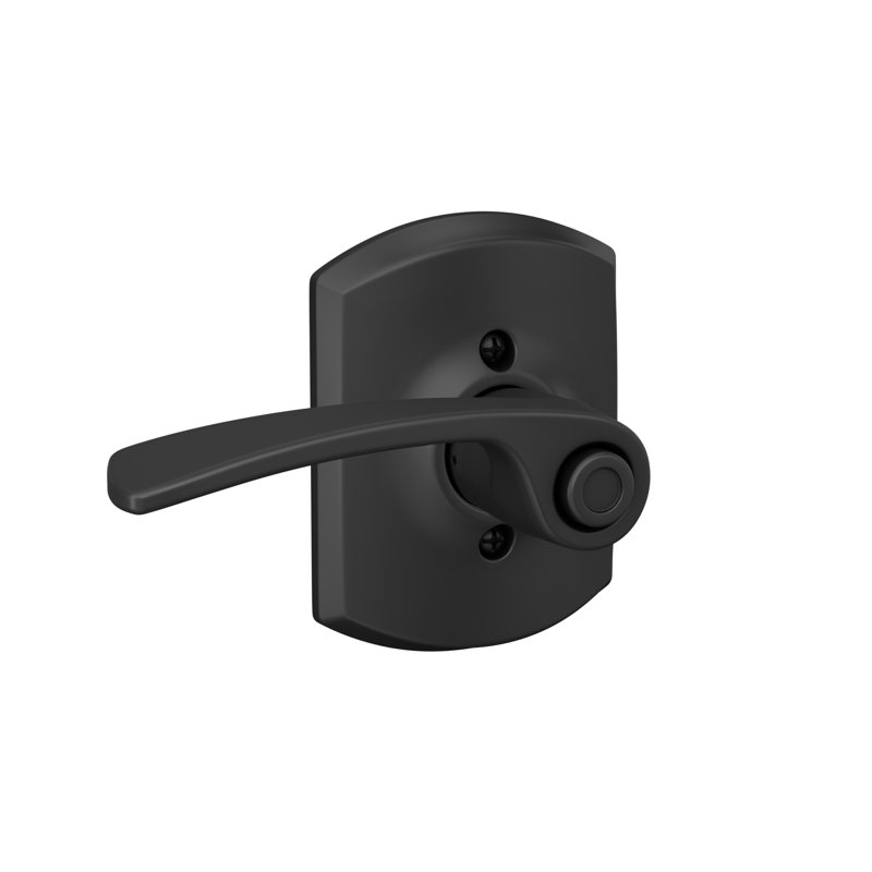 Merano Lever with Greenwich Trim Bed and Bath Lock, Matte Black