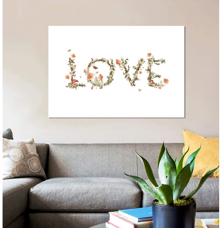 « love », art textuel sur toile, H 12 po x l 18 po x P 1,5 po, Toile tendue, Pas de tapis