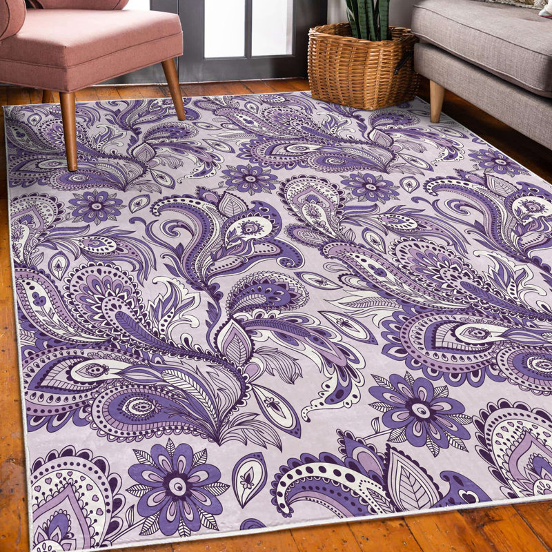 Tapis bleu / violet, Rectangle 5 pi 2 po x 7 pi 6 po