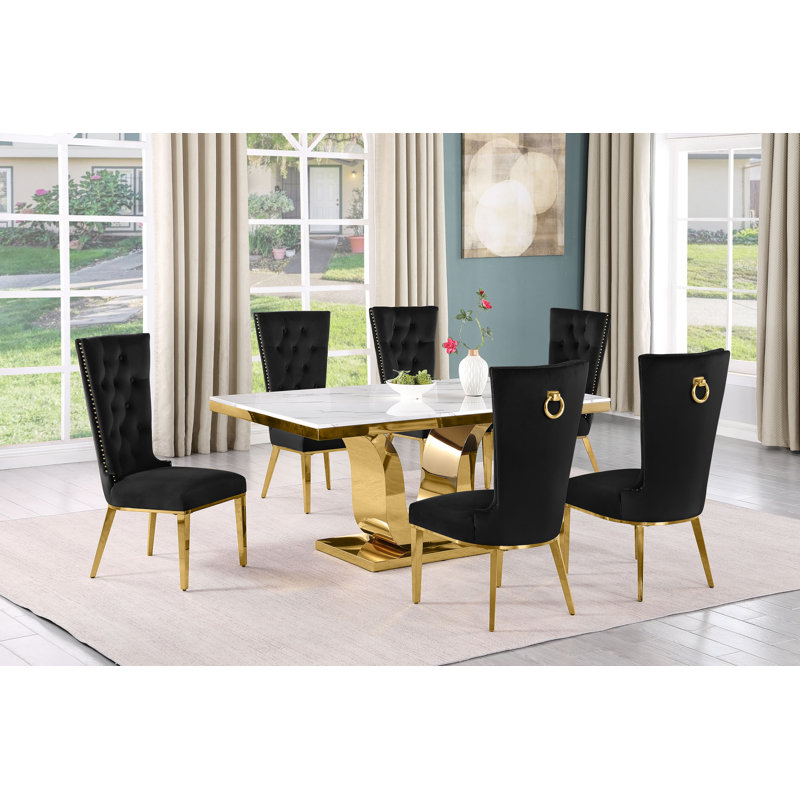 7 pièces Ensemble repas, Ensemble repas 7 pièces, Noir