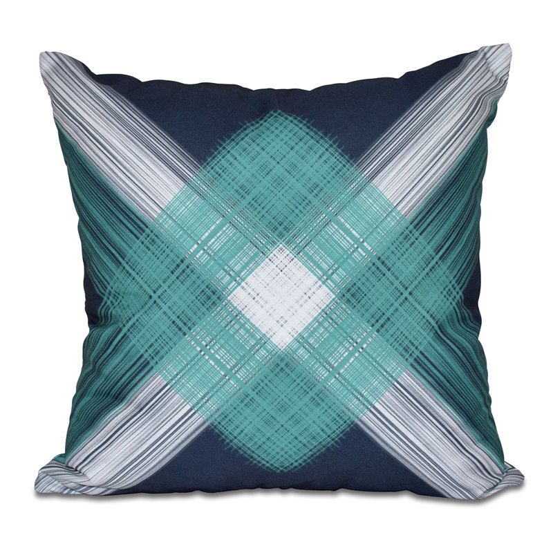String Art Print Square Throw Pillow, 16" H x 16" W, Navy Blue