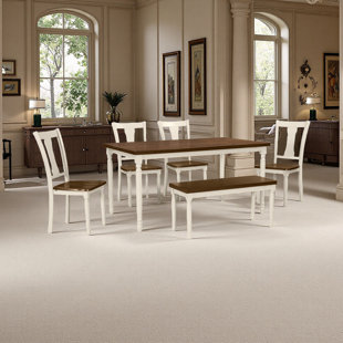 6 - Piece Traditional Dining Table with Chair and Bench Set