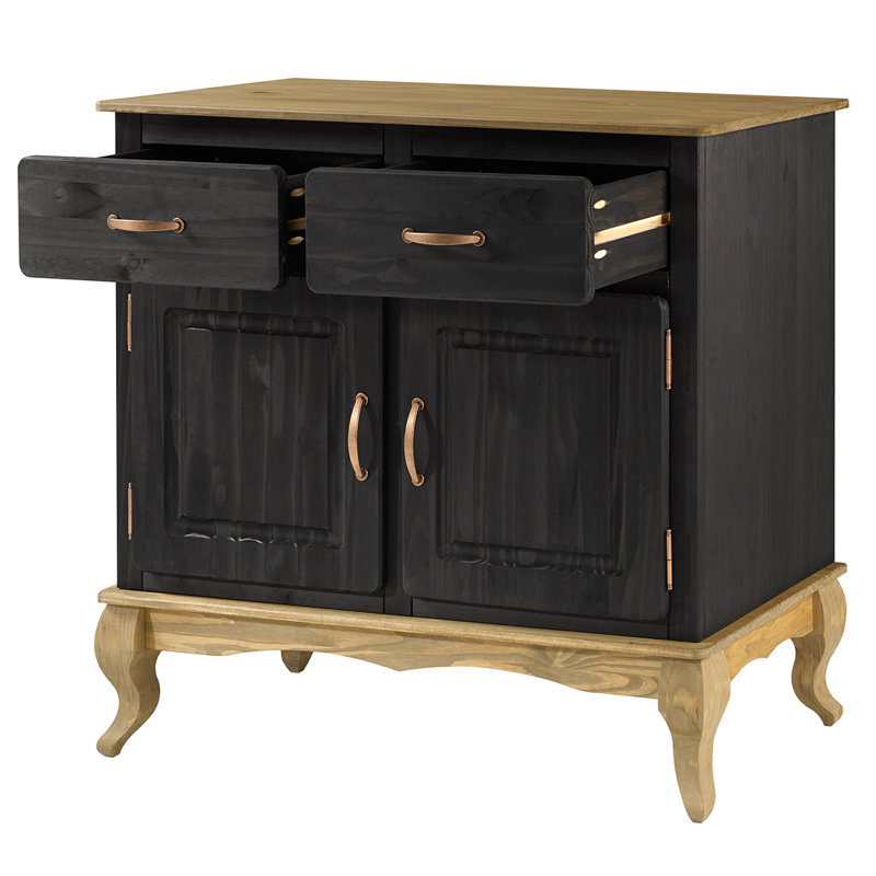 Wellingborough 39.37'' Solid Wood Sideboard, Black