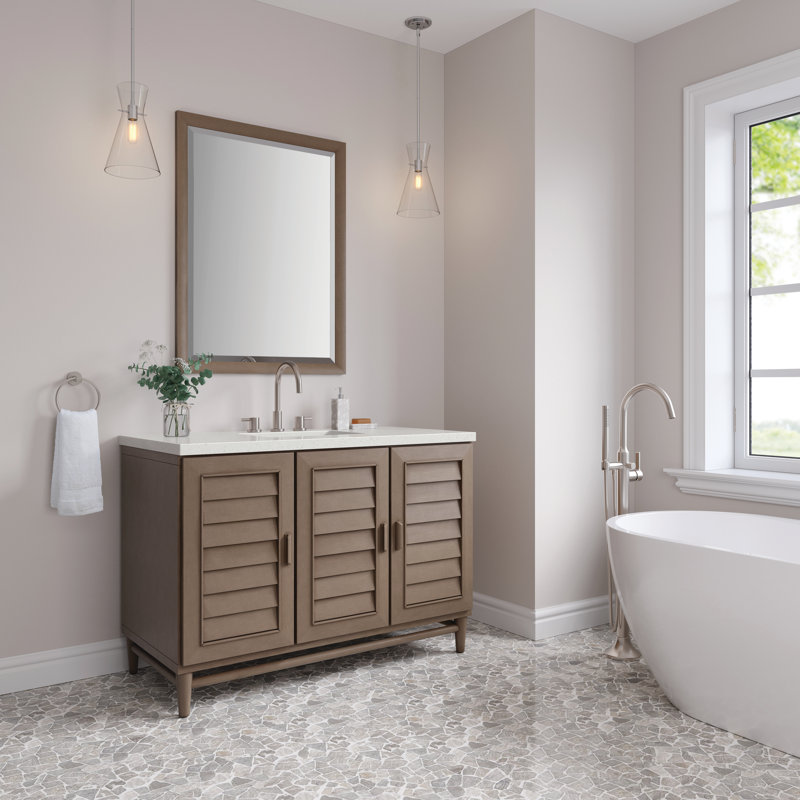 Portland 48'' W Single Vanity, Whitewashed Walnut, Lime Delight, Widespread