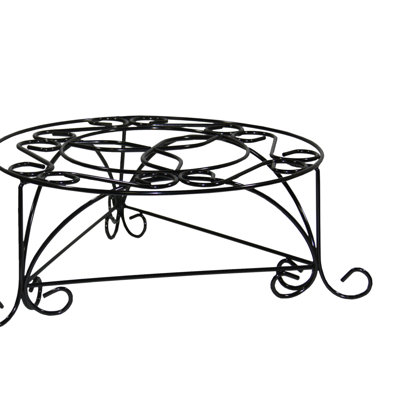 Support à plantes en métal mosaïque noir et or, 15,8 cm de hauteur, plateau de 36,6 cm - Support artistique noir et or, style raffiné