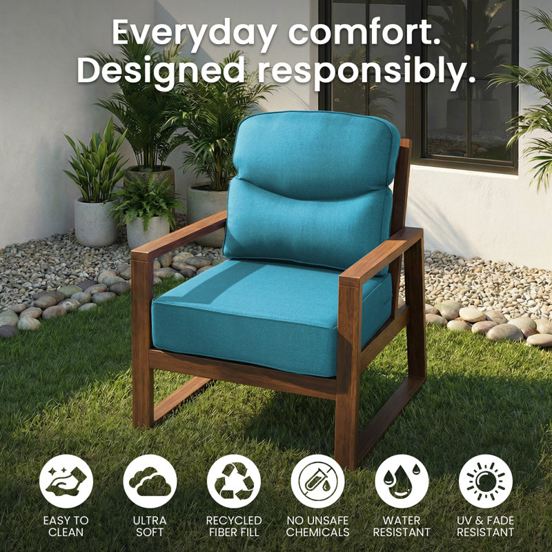 Coussins de siège Allo Luxury Smile 24 x 24 x 6, coussin de siège profond en oléfine résistant à l'eau, Ensemble de 4
