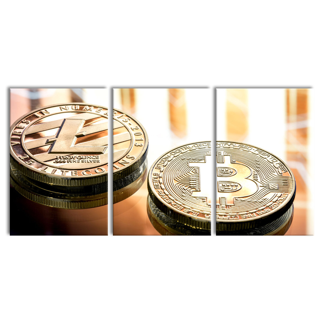 Leinwandbild Bitcoin BTC Vs. Litecoin LTC