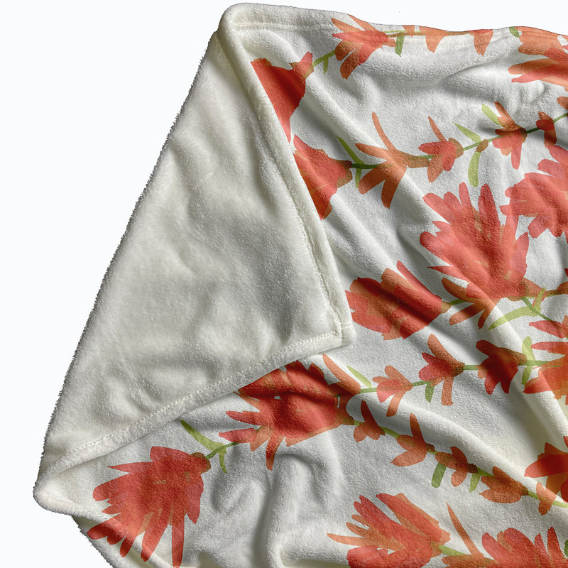 Jeté Botanical Blooms, L 60 po x l 50 po x P 0,5 po, Corail