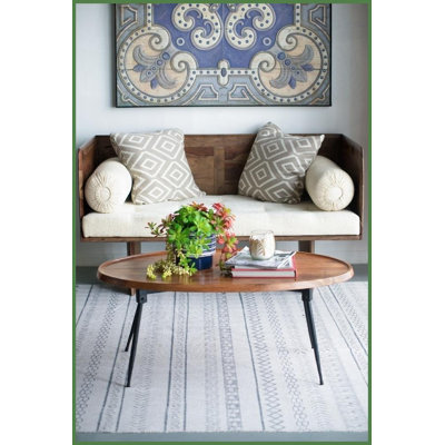 Ovale en bois d'acacia & amp; Table basse en fer pour le salon, 39 x 26 x 16 pouces, design polyvalent et intemporel
