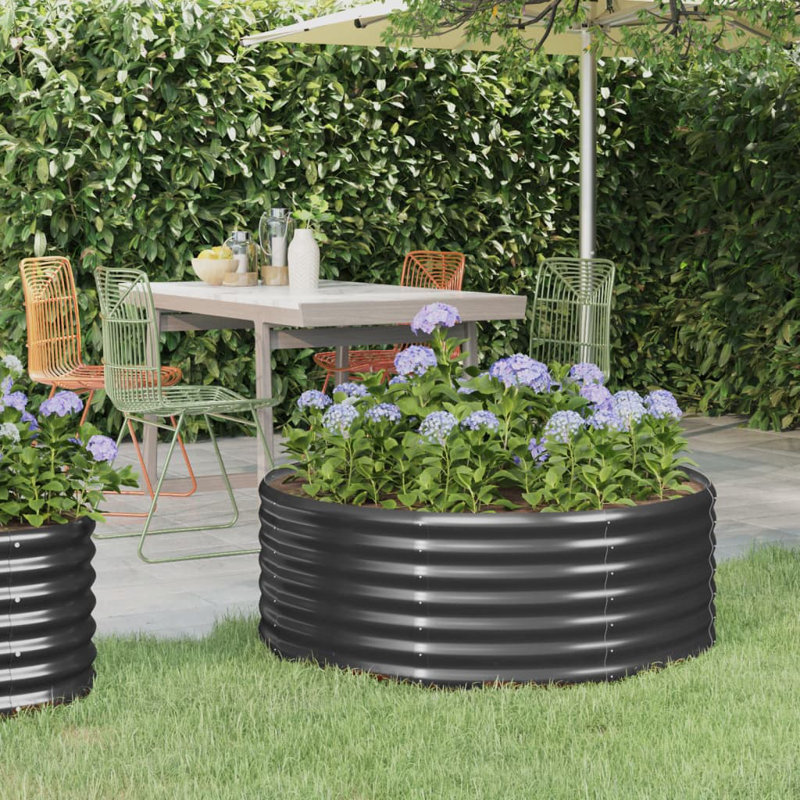 Garden Raised Bed Powder-coated Steel, Brown, 14.17" H x 39.37" W x 39.37" D