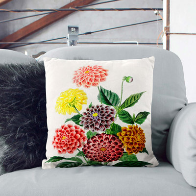 Dahlia Flowers Square Throw Cushion