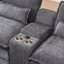 Siège en U de 123 x 55 po à 6 places avec méridienne double, console et ports pour l'intérieur, canapé-lit en chenille gris, accoudoirs en mousse à haute densité avec console, porte-gobelets, support lombaire avec cadre