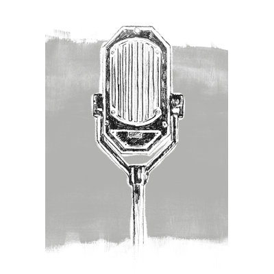 Monochrome Microphone III by June Erica Vess - Wrapped Canvas Painting