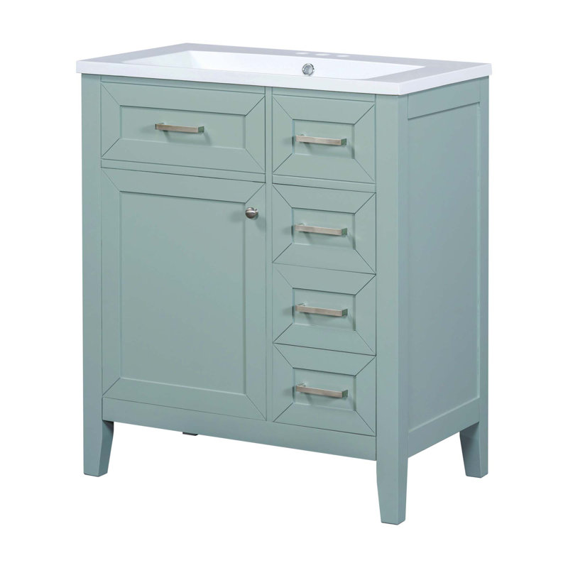 Ensemble de meuble-lavabo 30 po avec lavabo, armoire de salle de bain avec tiroirs, structure solide et panneau de fibres à densité moyenne