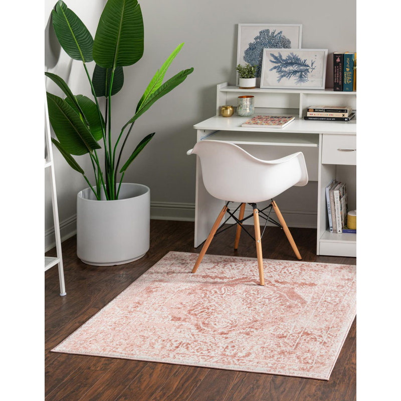 Tapis oriental rose / ivoire Boyland, Carré 7 pi 10 po