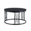 Table basse avec plateau en panneau de fibres à densité moyenne à grain de bois gaufré et structure en métal, ronde, 27,5 pouces, ton noir-129876559