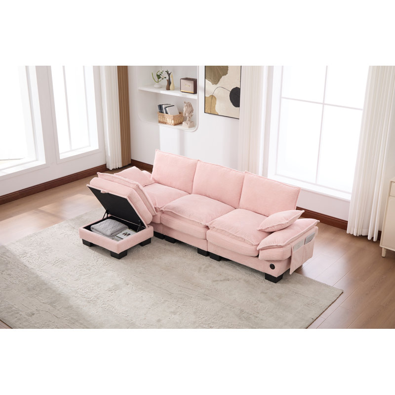 Canapé modulaire rembourré Comfy, Rose