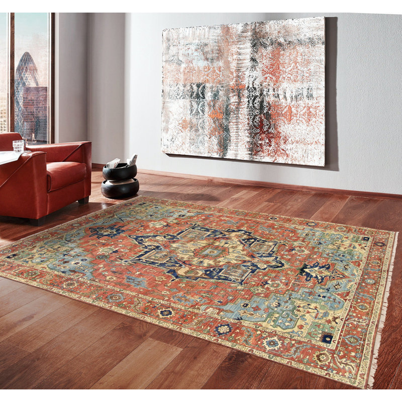 Serapi Hand Knotted Wool Oriental Area Rug in Rust, Rectangle 5' x 7'1"