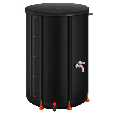Collapsible Rain Barrel, 66 Gallon Portable Rain Water Collection Barrel, 500D PVC Rainwater Collection System, Garden Water Catcher Tank Storage Container with Spigot & Overflow Kit, Black