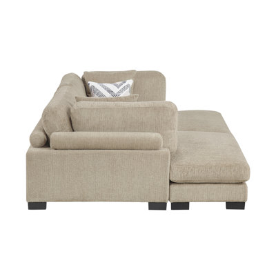 Contemporary Brown 2pc Chaises Comfortable Pillow Plush Microfiber Upholstery Solid Wood Modular Design Living Room Furniture