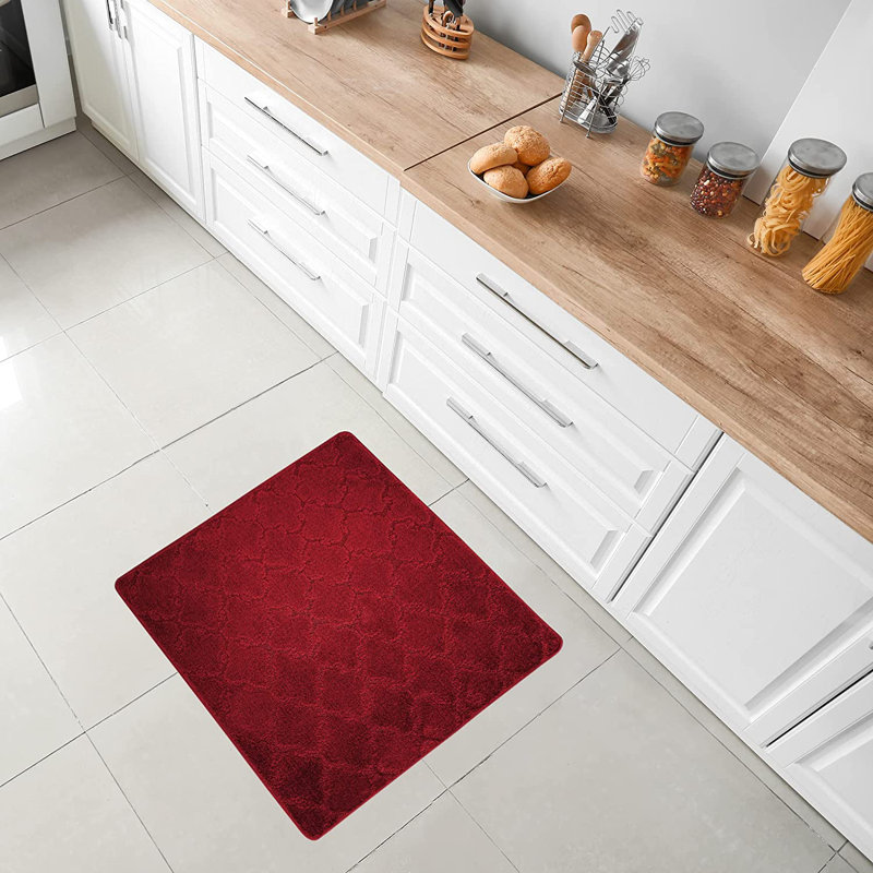 Tapis de cuisine, Rouge, Carré 2 pi 8 po